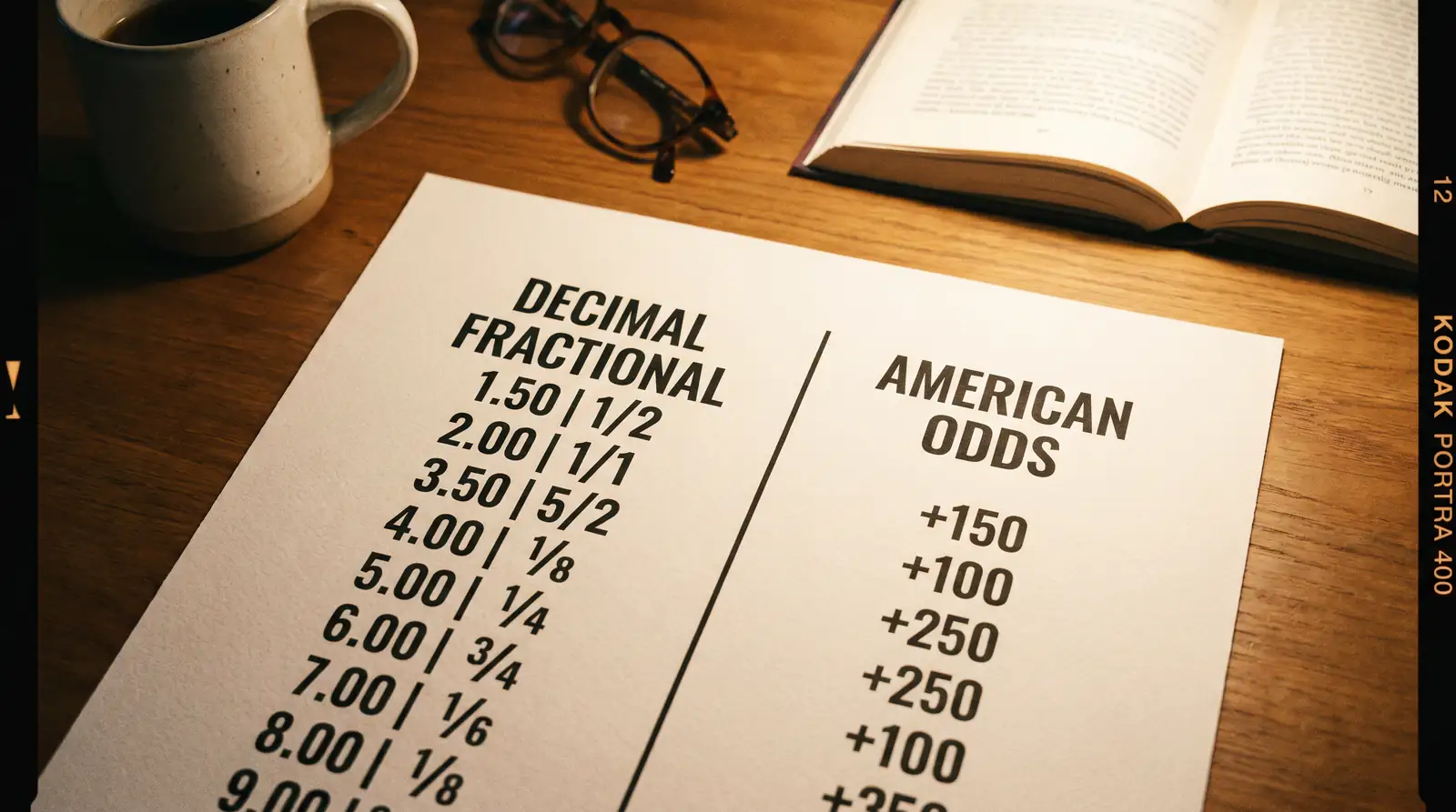 Tabella di confronto tra quote decimali frazionali e americane nei principali bookmaker
