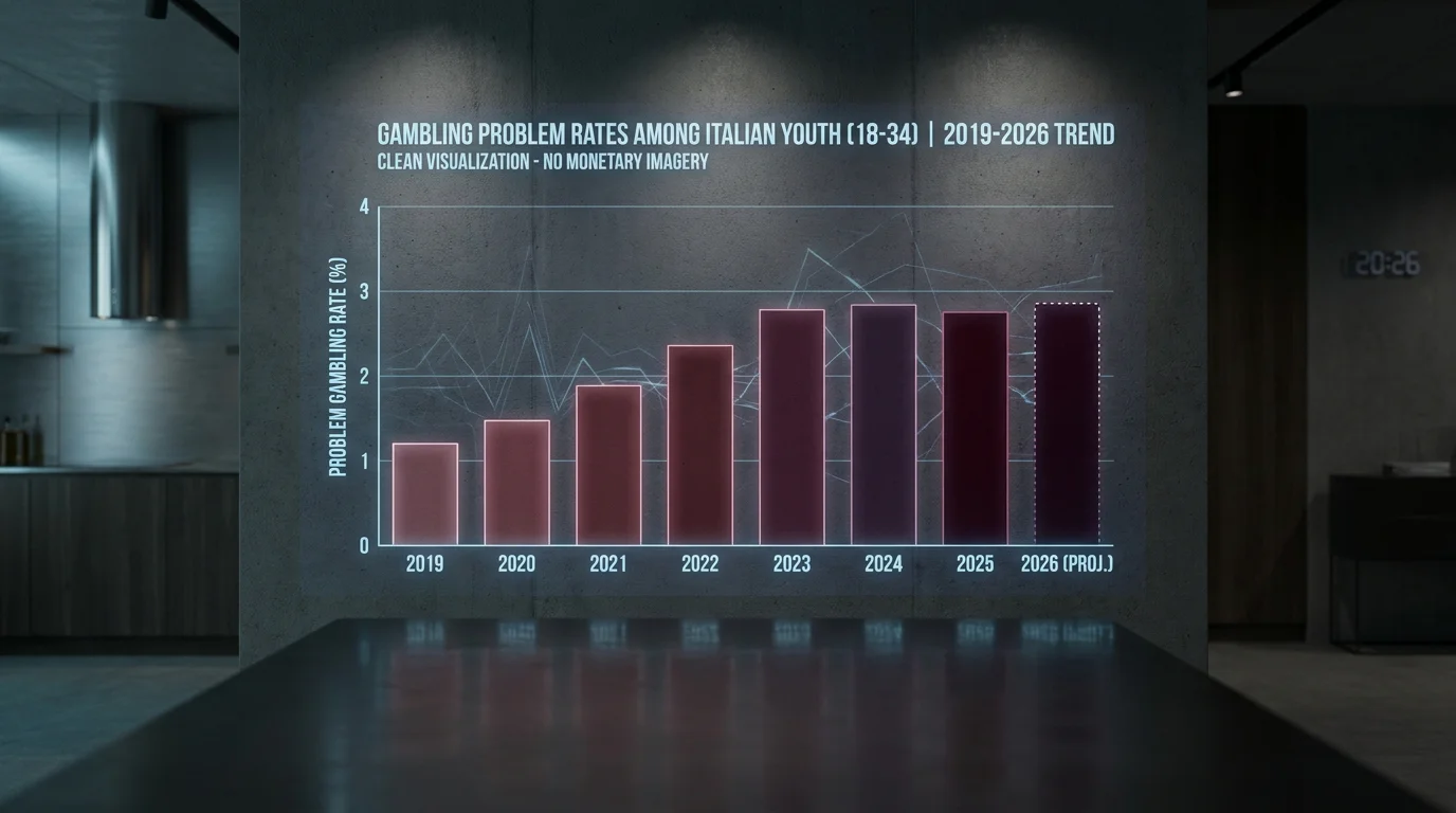 Grafico dei dati CNR e ULSS 2026 sul gioco problematico tra i giovani italiani nella fascia 18-34
