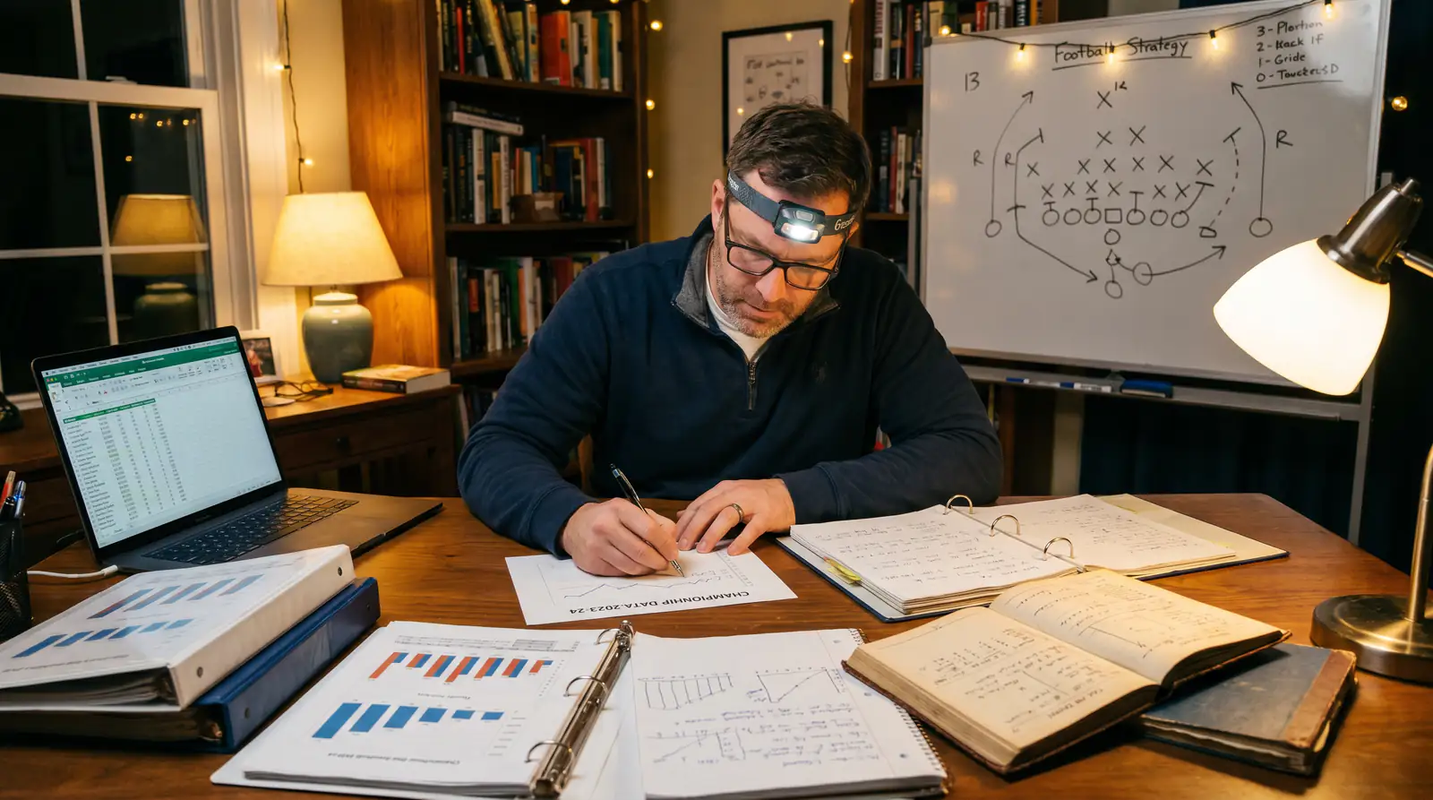 Persona che costruisce i propri pronostici calcio combinando dati statistici e conoscenza specifica