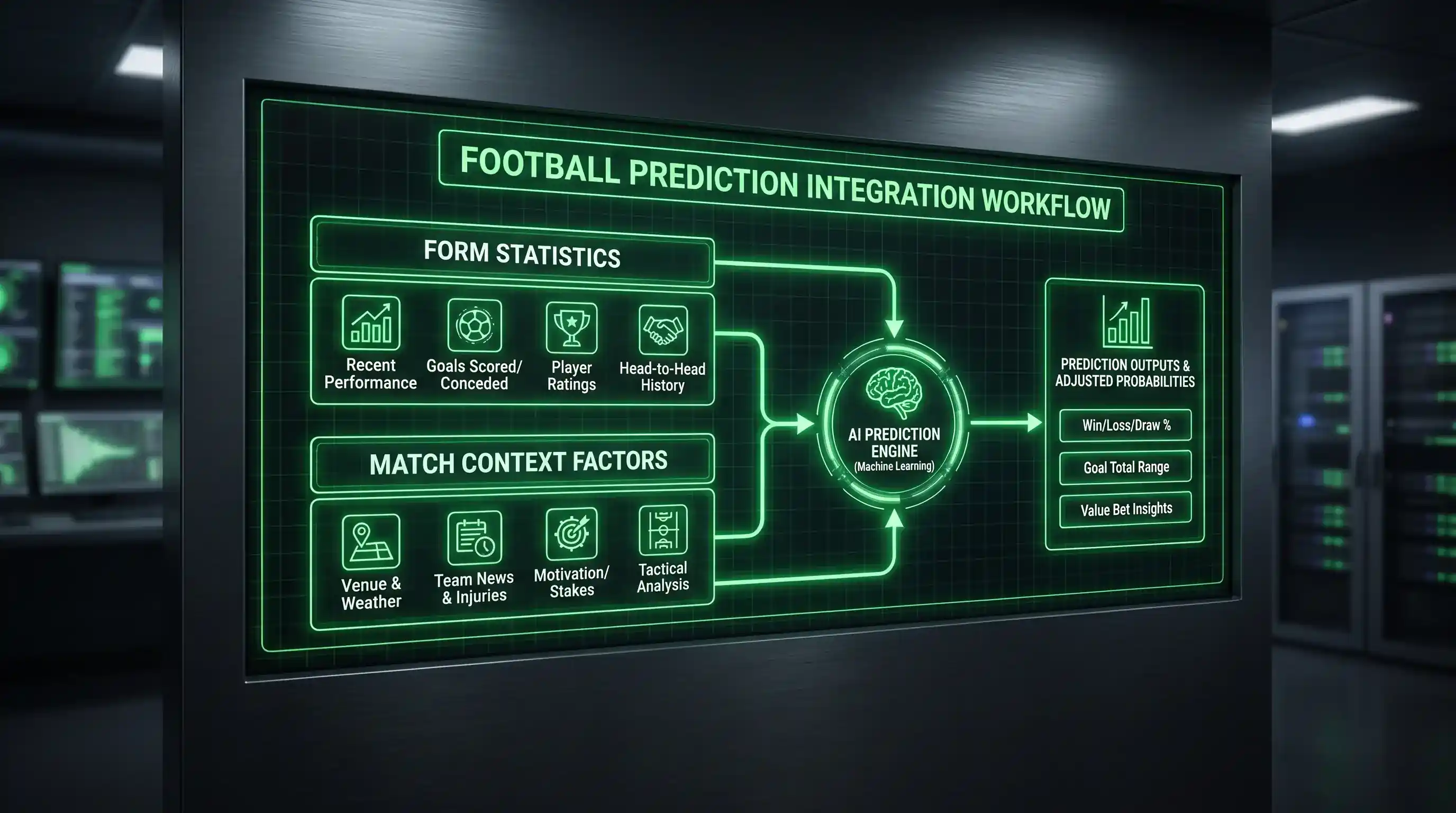 Schema dell'integrazione di forma statistica e contesto motivazionale per le previsioni calcio