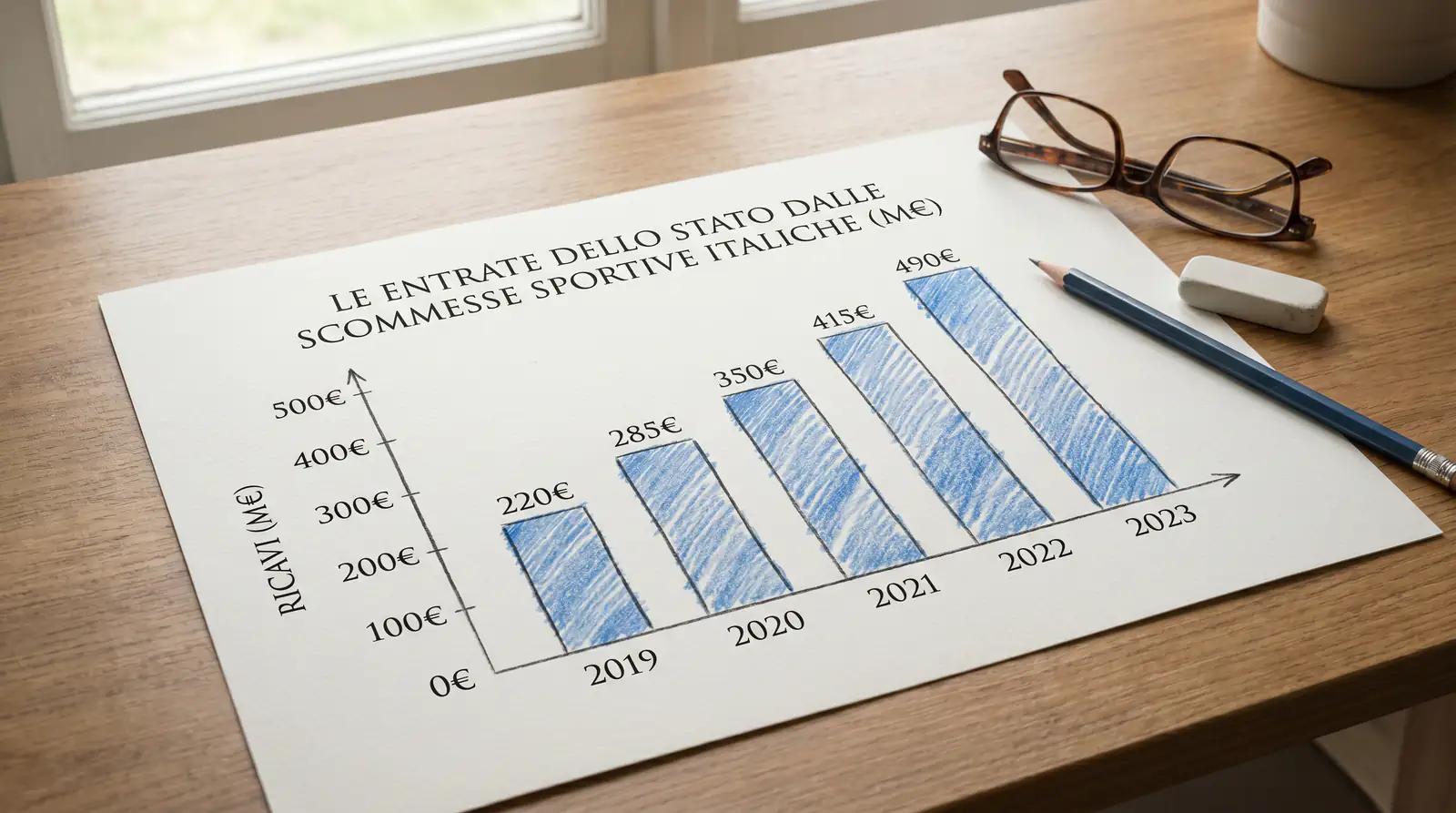 Grafico del gettito erariale generato dalle scommesse sportive in Italia nel 2026