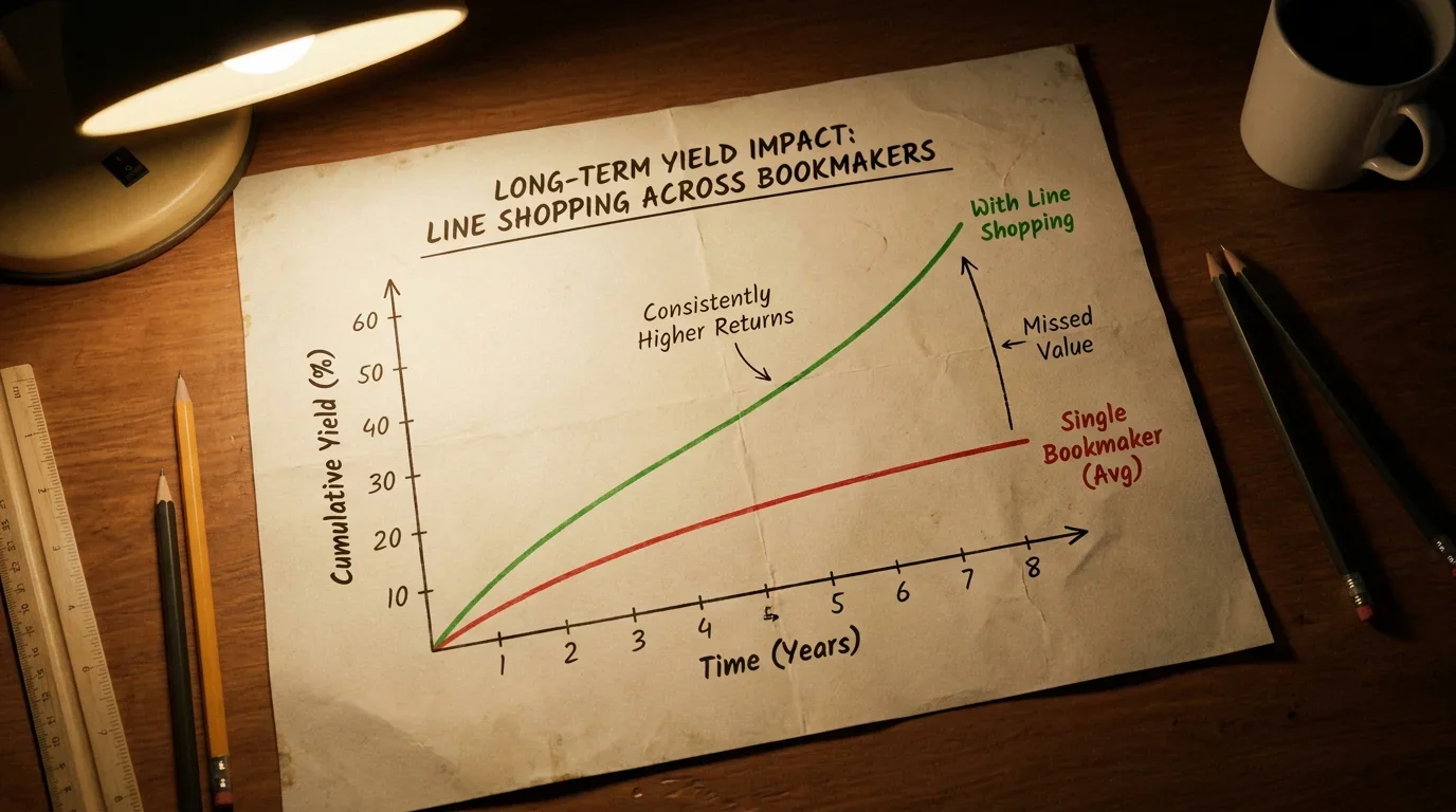 Schema del line shopping: differenza di quota tra bookmaker e impatto sul yield a lungo termine