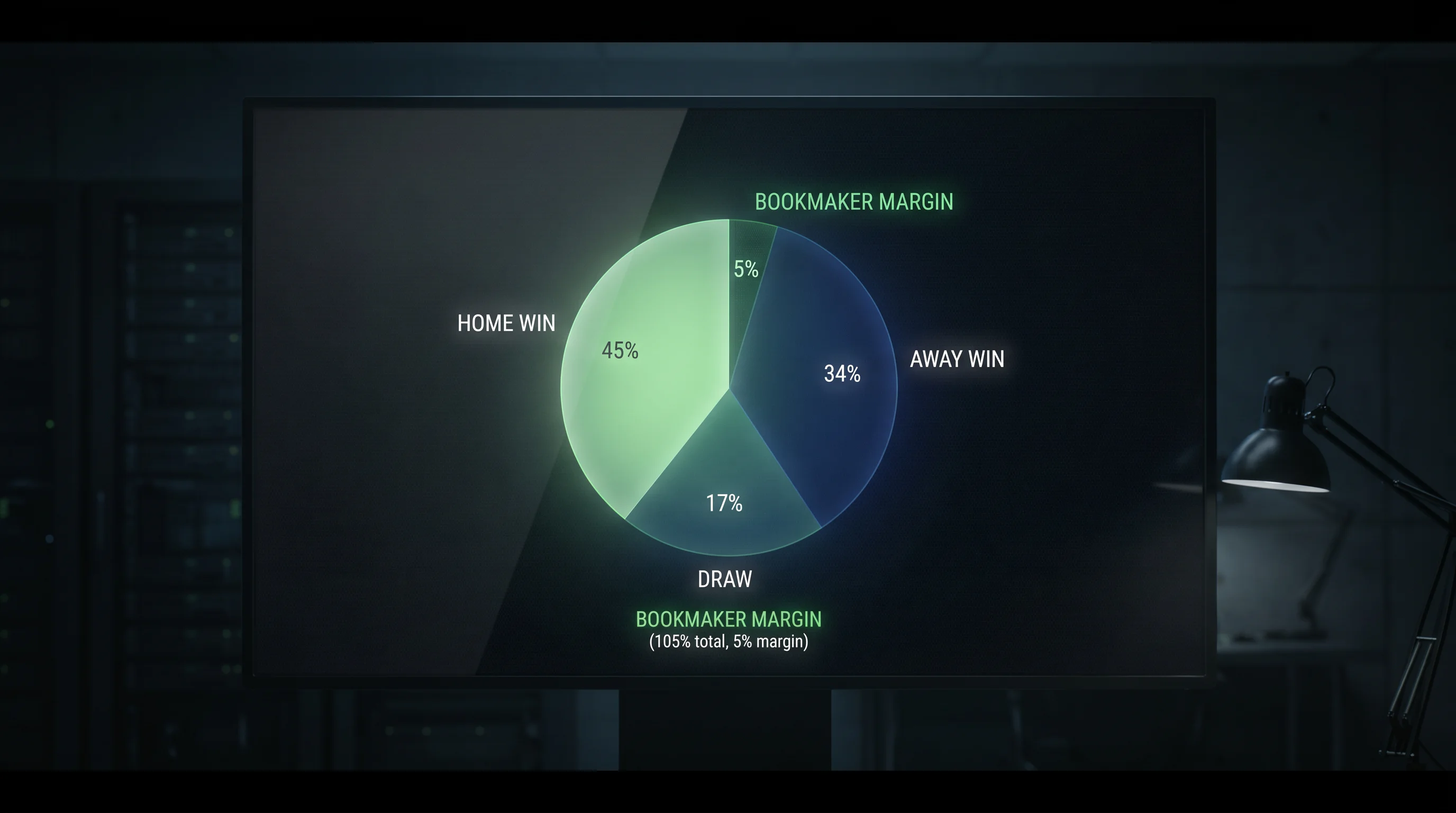 Grafico della distribuzione del margine del bookmaker tra i diversi esiti di una partita