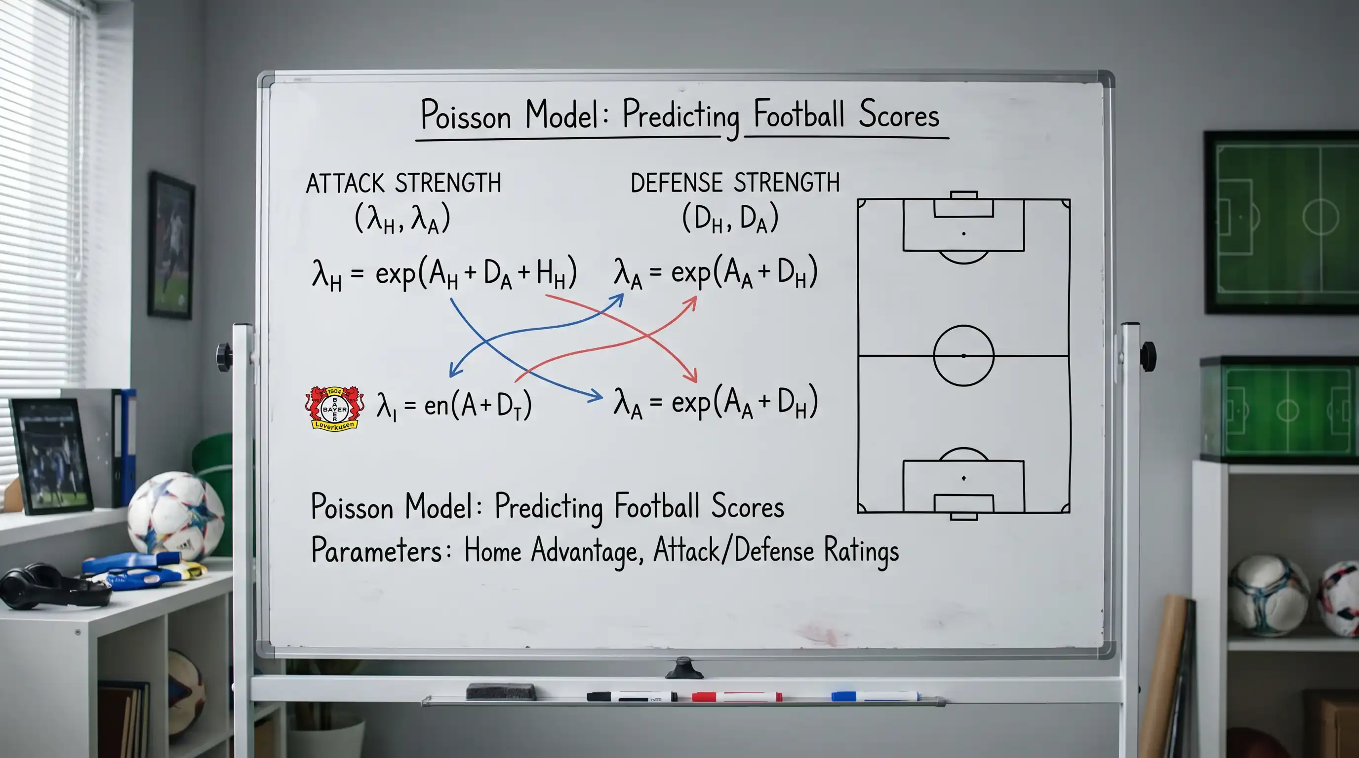 Schema dei parametri di forza attacco e difesa per la costruzione del modello Poisson calcio