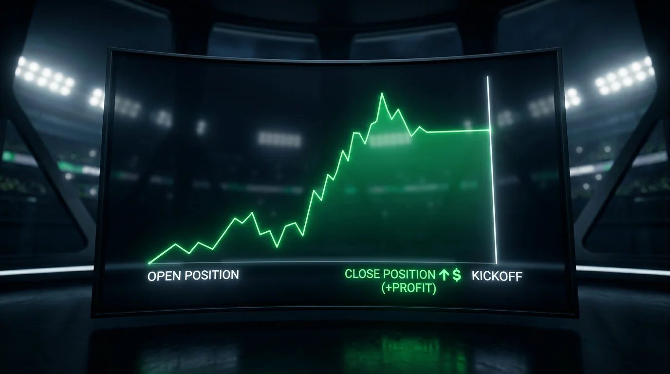 Grafico delle strategie di trading pre-match su exchange calcio con exit prima del fischio