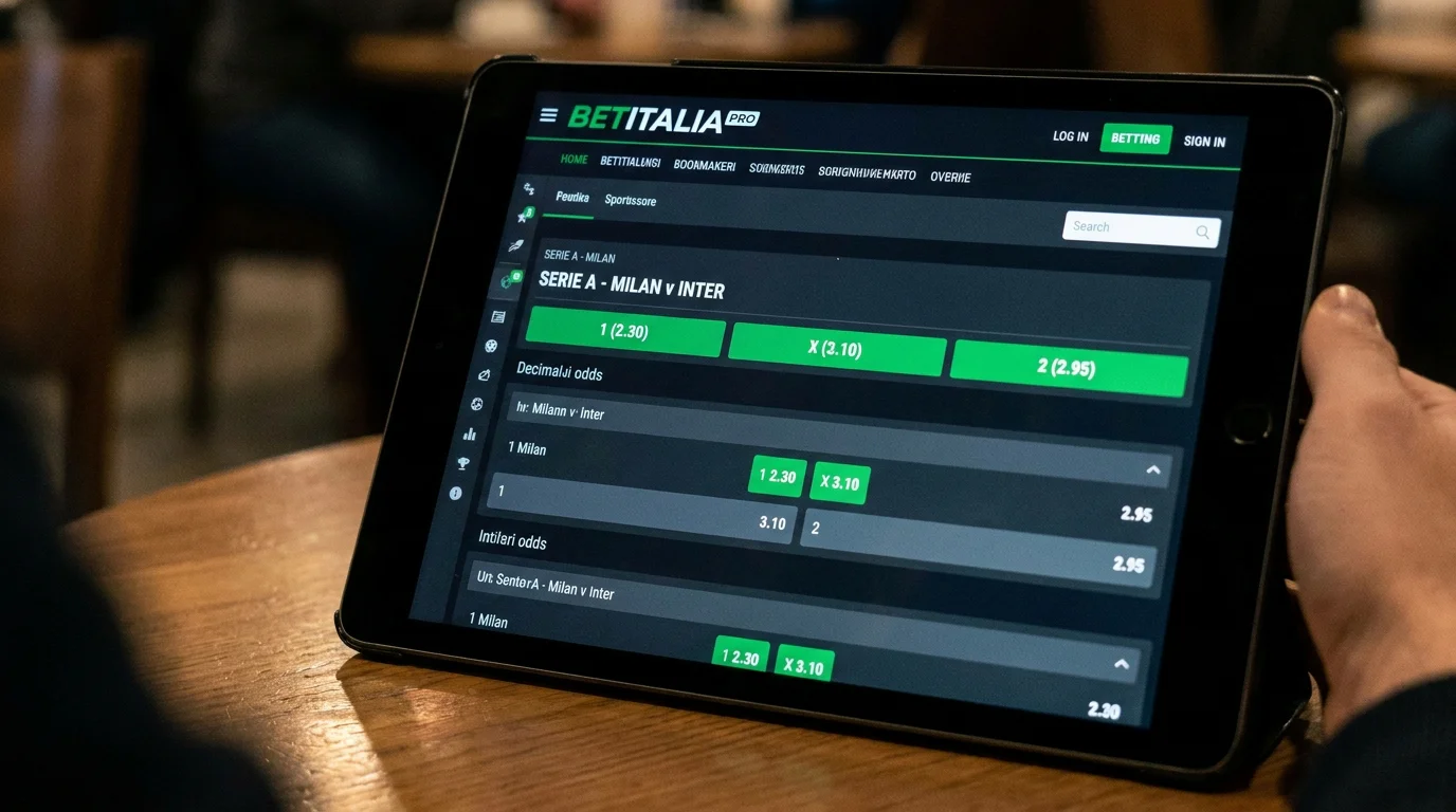 Schermata di un bookmaker italiano con le quote decimali su una partita di Serie A