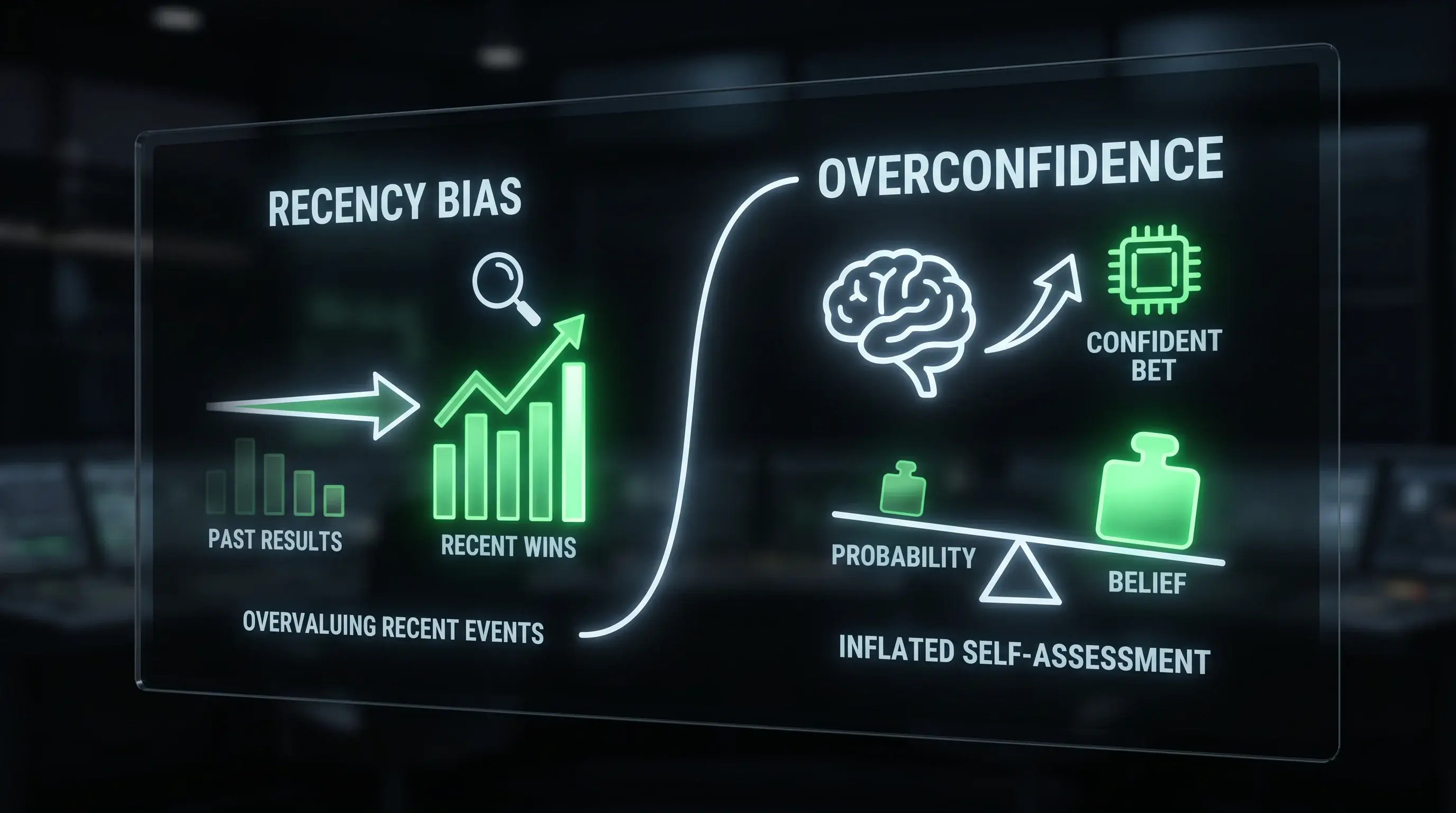 Schema del recency bias e dell'overconfidence nelle decisioni di scommessa sul calcio