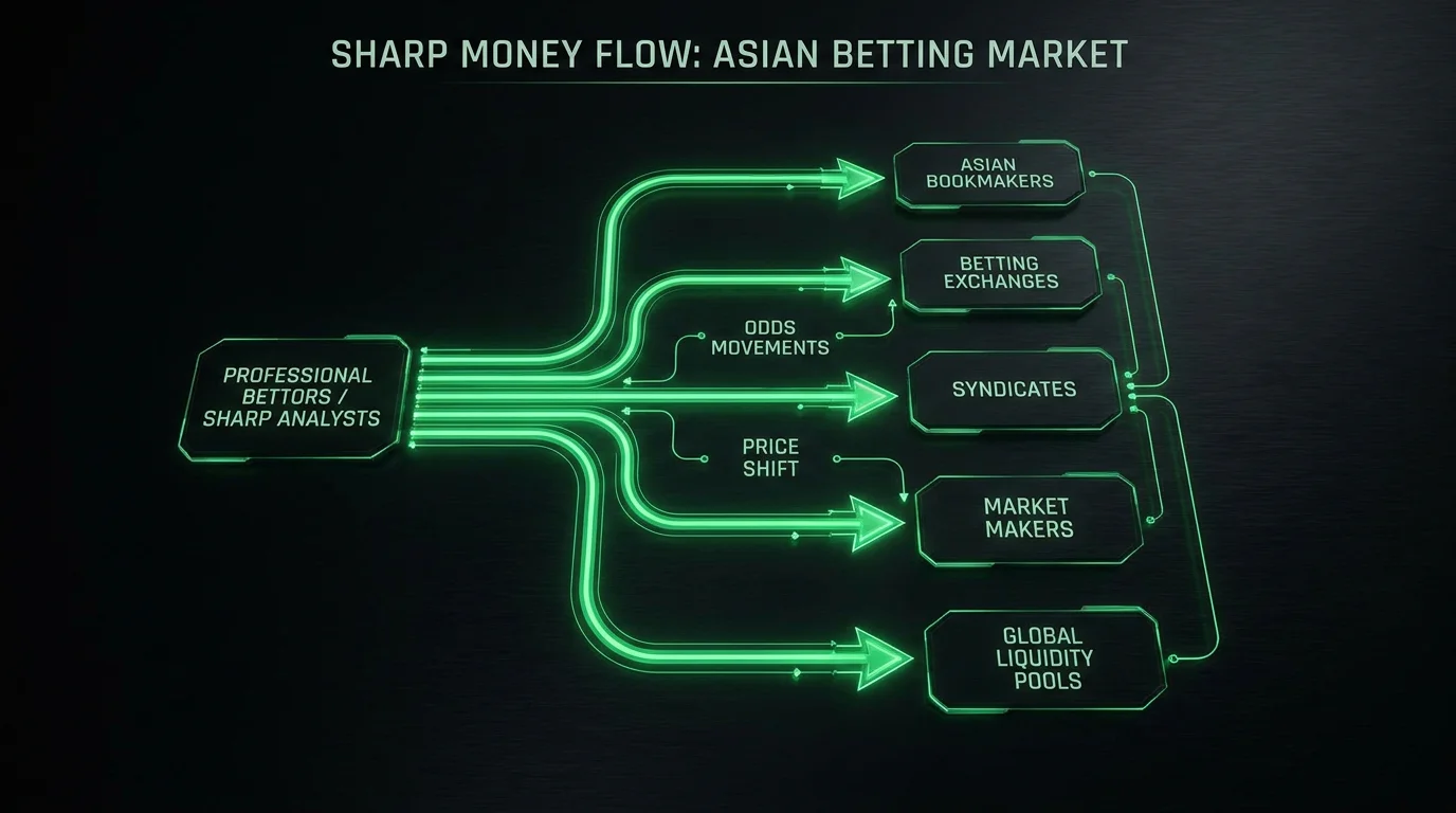 Schema dell'approccio degli scommettitori sharp nel mercato asiatico delle scommesse calcio