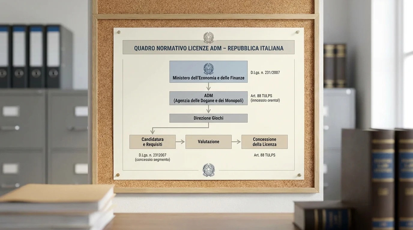 Schema del sistema di concessioni e controlli ADM per i bookmaker italiani nel 2026