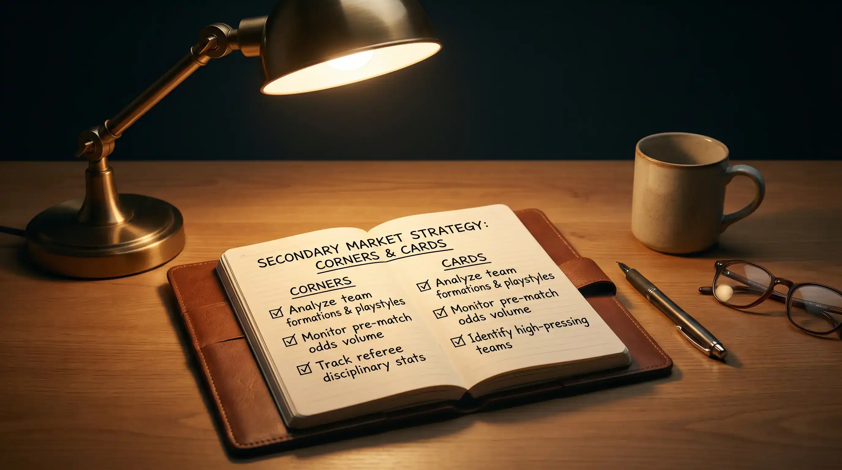 Schema delle strategie pratiche per le scommesse sui mercati secondari corner e cartellini nel calcio