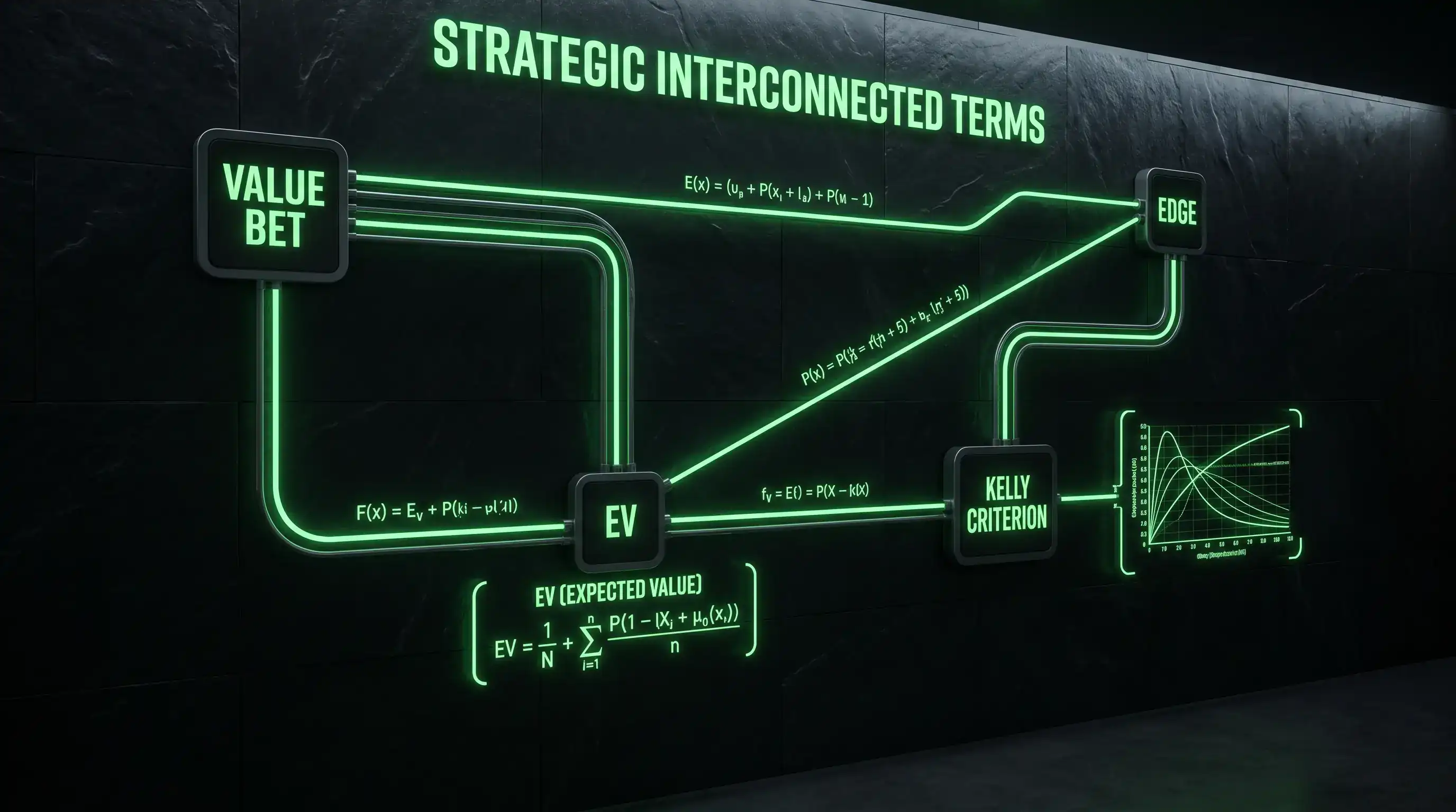 Schema delle definizioni operative di value bet EV Kelly Criterion edge e yield nel glossario scommesse